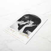 Minimalistische moderne elegante boog foto kerst folie feestdagenkaart (Gedraaid)