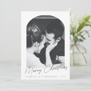 Minimalistische Moderne Elegante Boog Foto Kerstmi Feestdagenkaart