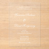 Minimalistische moderne elegante bruiloft acryl uitnodigingen (Voorkant)