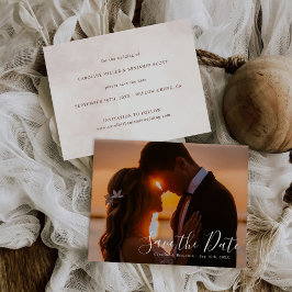 Minimalistische moderne elegante bruiloft bewaar d uitnodiging briefkaart