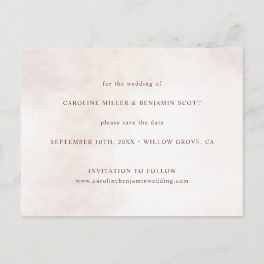 Minimalistische moderne elegante bruiloft bewaar d uitnodiging briefkaart (Achterkant)