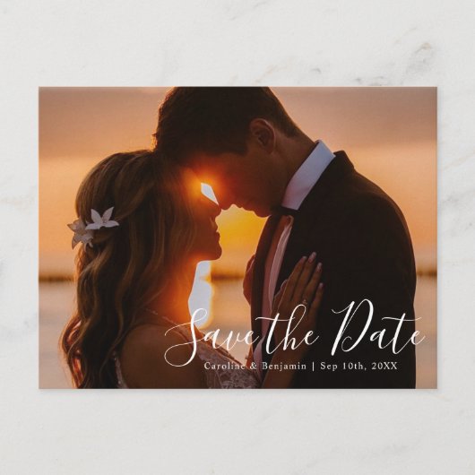 Minimalistische moderne elegante bruiloft bewaar d uitnodiging briefkaart (Voorkant)