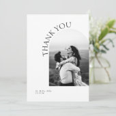 Minimalistische moderne elegante eenvoudige foto b bedankkaart (Staand voorkant)