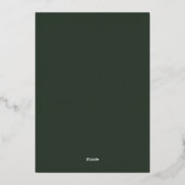 Minimalistische moderne elegante groene gouden bru folie uitnodiging (Achterkant)