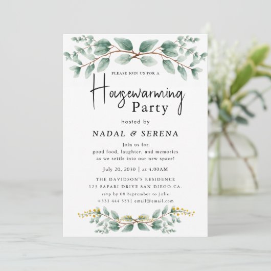 Minimalistische moderne elegante housewarming part kaart (Staand voorkant)