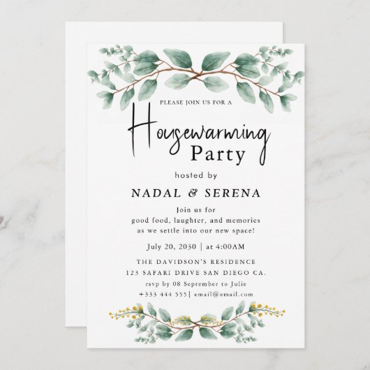 Minimalistische moderne elegante housewarming part kaart (Voorkant / Achterkant)