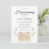 Minimalistische moderne elegante housewarming part kaart (Staand voorkant)
