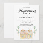 Minimalistische moderne elegante housewarming part kaart (Voorkant / Achterkant)