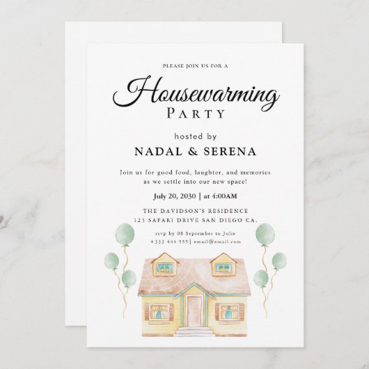 Minimalistische moderne elegante housewarming part kaart (Voorkant / Achterkant)