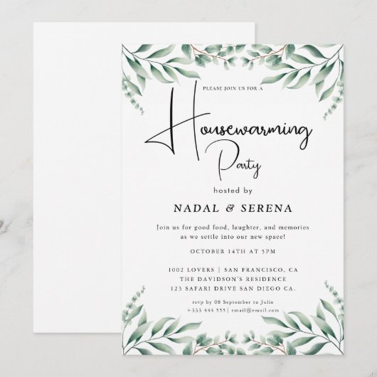 Minimalistische moderne elegante housewarming part kaart (Voorkant / Achterkant)