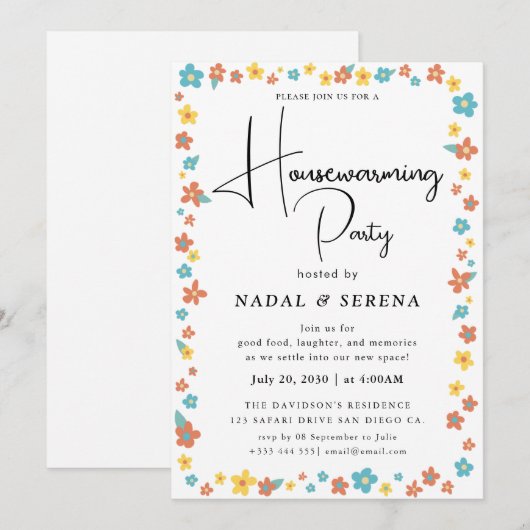 Minimalistische moderne elegante housewarming part kaart (Voorkant / Achterkant)