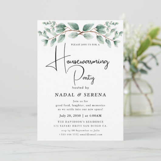 Minimalistische moderne elegante housewarming part kaart (Staand voorkant)