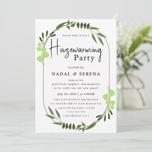 Minimalistische moderne elegante housewarming part kaart (Staand voorkant)