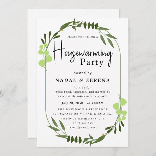 Minimalistische moderne elegante housewarming part kaart (Voorkant / Achterkant)