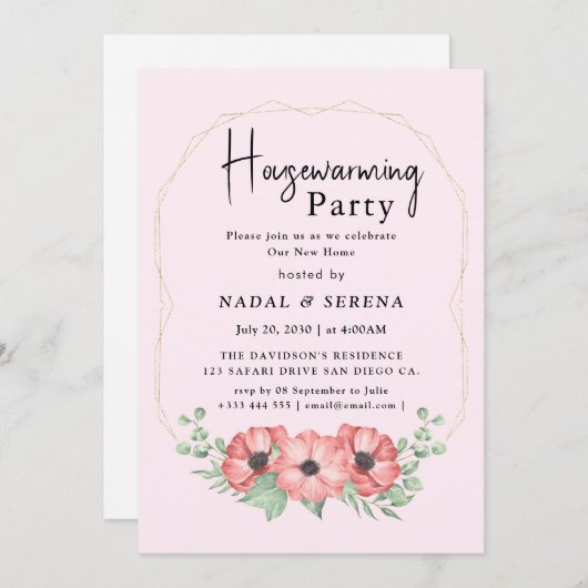 Minimalistische moderne elegante housewarming part kaart (Voorkant / Achterkant)