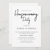 Minimalistische moderne elegante housewarming part kaart (Voorkant / Achterkant)