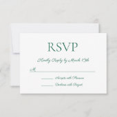 Minimalistische moderne elegante Hunter Green brui RSVP Kaartje (Voorkant)