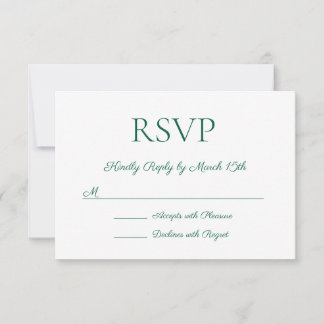 Minimalistische moderne elegante Hunter Green brui RSVP Kaartje