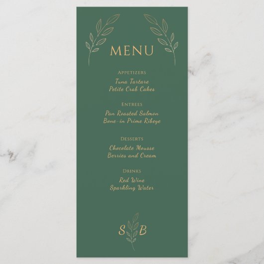 Minimalistische moderne elegante klassieke bruilof menu (Voorkant)