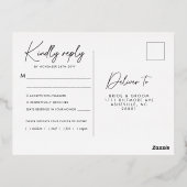 Minimalistische moderne elegante marine blauw zilv folie uitnodiging briefkaart (Achterkant)