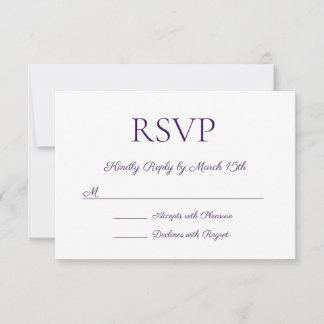 Minimalistische moderne elegante Paarse bruiloftsb RSVP Kaartje