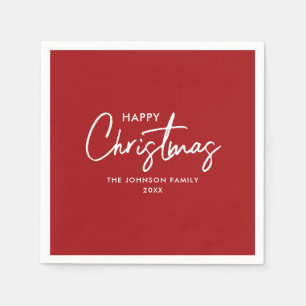 Minimalistische moderne elegante rode kerst famili servet