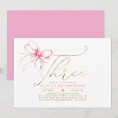Minimalistische Moderne Elegante Roze Strik 3e Ver Kaart (Voorkant / Achterkant)