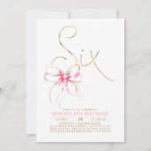 Minimalistische Moderne Elegante Roze Strik 6e Ver Kaart (Voorkant)
