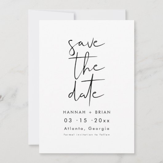 Minimalistische moderne elegante save the date uit kaart (Voorkant)