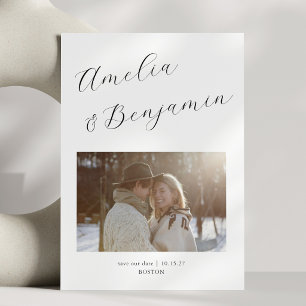 Minimalistische Moderne Elegante Script Calligrafi Save The Date