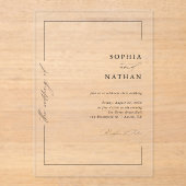 Minimalistische moderne elegante script luxe bruil acryl uitnodigingen (Voorkant)