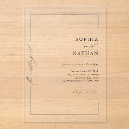 Minimalistische moderne elegante script luxe bruil acryl uitnodigingen