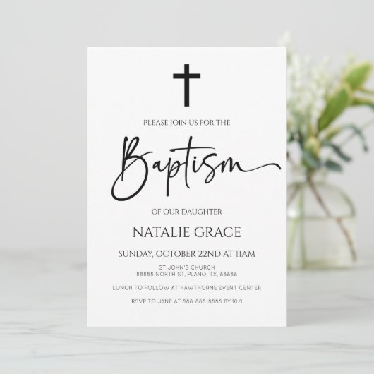 Minimalistische moderne elegante scriptdoop kaart (Staand voorkant)