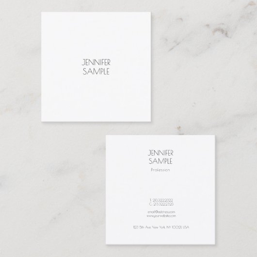 Minimalistische moderne elegante Sjabloon Luxe Sim Vierkante Visitekaartje (Voorkant / Achterkant)