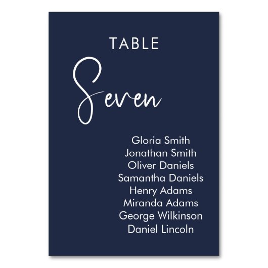 Minimalistische moderne elegante tafelnummerkaart kaart (Voorkant)