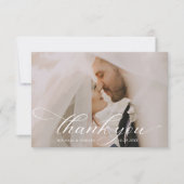 Minimalistische moderne elegante trouwfoto bedankkaart (Voorkant)