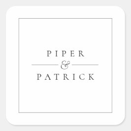 Minimalistische moderne elegante zwart-wit bruilof vierkante sticker