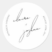 Minimalistische moderne en grillige script ronde sticker (Voorkant)