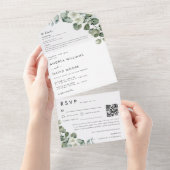 Minimalistische moderne eucalyptus RSVP QR-code br All In One Uitnodiging (Afscheurbaar)