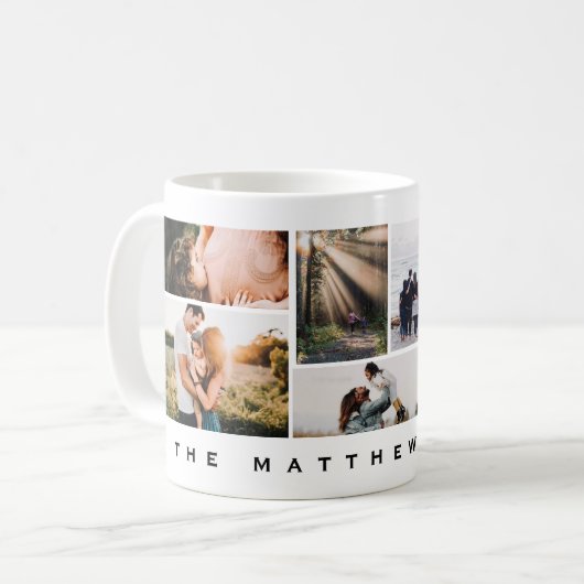 Minimalistische moderne familie fotocollage koffiemok (Voorkant links)