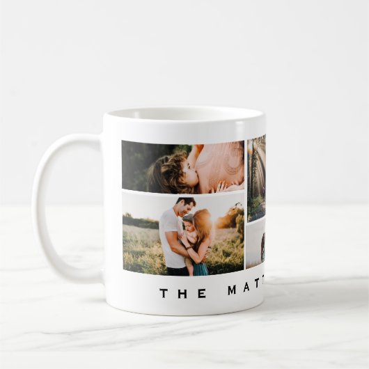 Minimalistische moderne familie fotocollage koffiemok (Links)