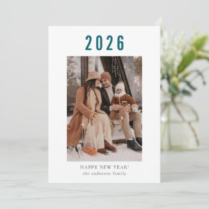 Minimalistische moderne familie Gelukkig Nieuwjaar Feestdagenkaart