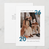 Minimalistische moderne familie gelukkig nieuwjaar feestdagenkaart (Voorkant / Achterkant)