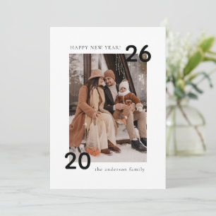 Minimalistische moderne familie gelukkig nieuwjaar feestdagenkaart