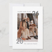 Minimalistische moderne familie gelukkig nieuwjaar feestdagenkaart (Voorkant)