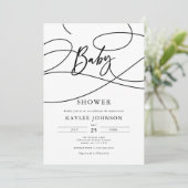 Minimalistische Moderne Fancy Script "Baby"-Feier Kaart (Staand voorkant)