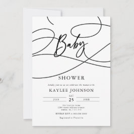 Minimalistische Moderne Fancy Script "Baby"-Feier Kaart