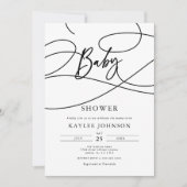 Minimalistische Moderne Fancy Script "Baby"-Shower Kaart (Voorkant)
