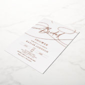 Minimalistische moderne fancy script "Bruids"-onth Folie Uitnodiging (Gedraaid)