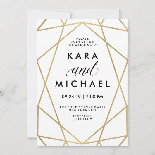 Minimalistische Moderne Faux Goud op Wit Kaart (Voorkant)